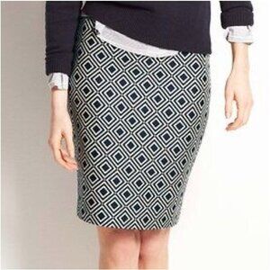Ann Taylor Diamond Print Jacquard Pencil Skirt Academia Twee Career
